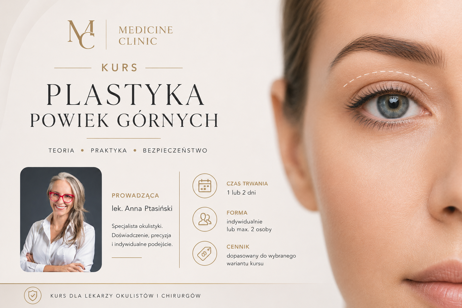 kurs plasttyka powiek górnych Józefów Anna ptasiński